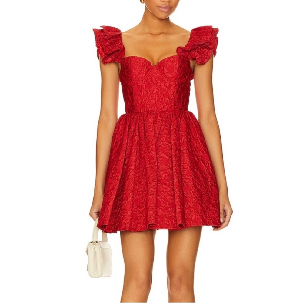 Alice + Olivia Red Ruffle Mini Dress 50% off